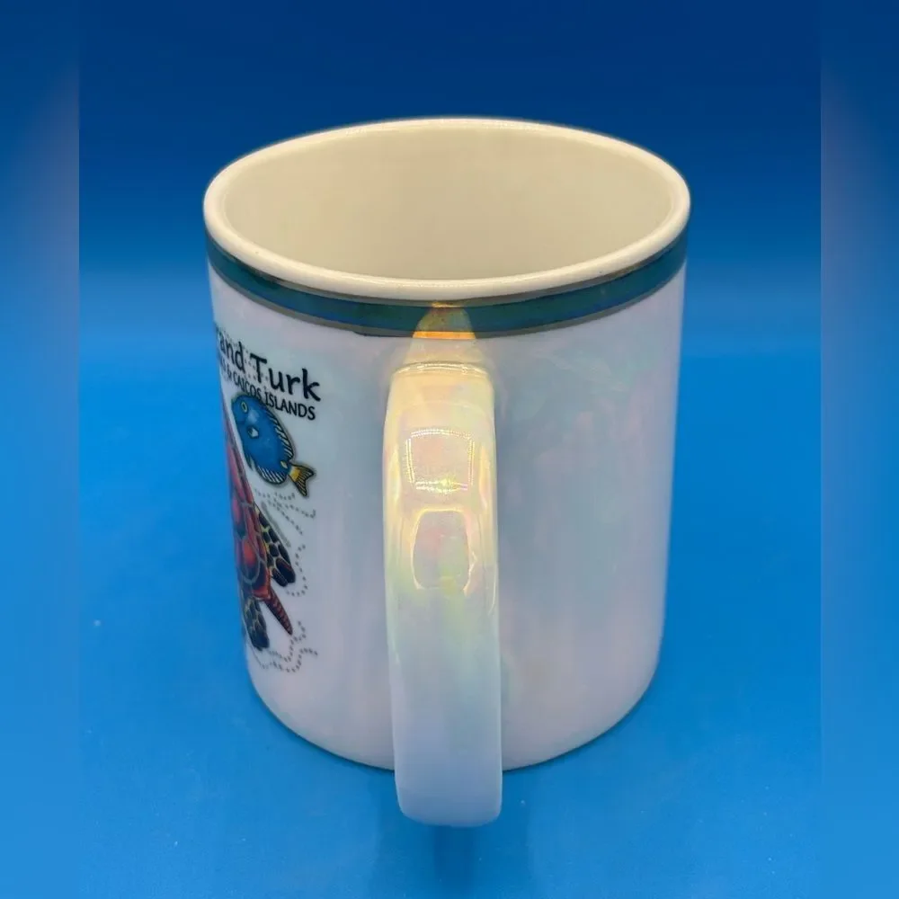 Grand Turk Turks & Caicos Islands Coffee Mug Sea Turtle Fish Souvenir Iridescent